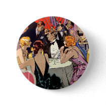 Vintage Art Deco Nightclub Cocktail Party Pinback Button