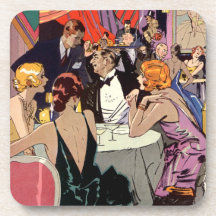 Vintage Art Deco Nightclub Cocktail Party Coaster
