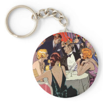 Vintage Art Deco Nightclub Cocktail Party Keychain