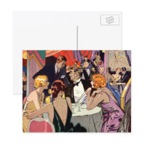 Vintage Art Deco Nightclub Cocktail Party Postcard