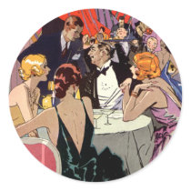 Vintage Art Deco Nightclub Cocktail Party Round Sticker