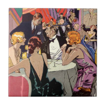 Vintage Art Deco Nightclub Cocktail Party Ceramic Tile