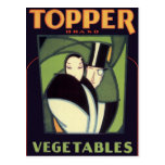 Vintage Art Deco Topper Vegetable Label Art Post Card