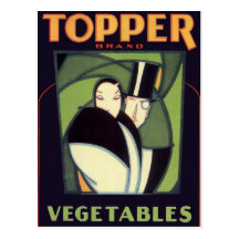 Vintage Art Deco Topper Vegetable Label Art Post Card