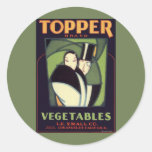 Vintage Art Deco Topper Vegetable Label Art Round Sticker
