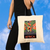 Vintage Art Deco Travel Poster, Africa Tote Bag