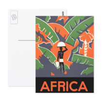 Vintage Art Deco Travel Poster, Africa Postcard