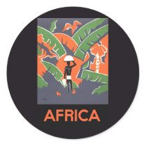 Vintage Art Deco Travel Poster, Africa Round Sticker