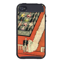 Vintage Art Deco Wedding, Bride Groom Newlyweds iPhone 4/4S Cover