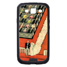 Vintage Art Deco Wedding, Bride Groom Newlyweds Galaxy SIII Cases