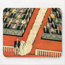 Vintage Art Deco Wedding, Bride Groom Newlyweds Mouse Pad
