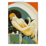Vintage Art Deco Woman Reclining on Couch, Chompre Greeting Card