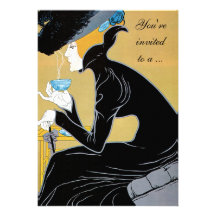 Vintage Art Nouveau Afternoon Tea Bridal Shower Custom Invitation