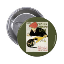 Vintage Art Nouveau; Artist Painting with Pet Cat Pins