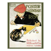 Vintage Art Nouveau; Artist Painting with Pet Cat Invitations