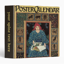 Vintage Art Nouveau; Astrology, Woman Reading Book Vinyl Binder
