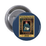 Vintage Art Nouveau; Astrology, Woman Reading Book Pinback Buttons