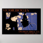 vintage Art Nouveau bicycles ad Print