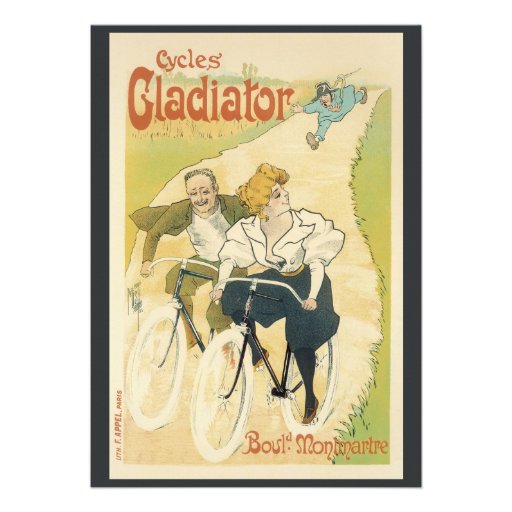 Vintage Art Nouveau Couple Bicycle Gladiator Cycle Personalized Invite