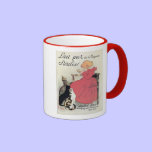 Vintage Art nouveau French milk ad, cats, girl mugs