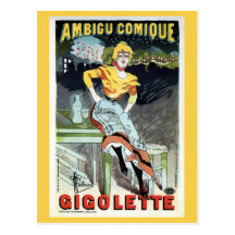 Vintage Art Nouveau French theatre ad Post Card