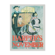 Vintage art nouveau Harper's magazine November Postcards