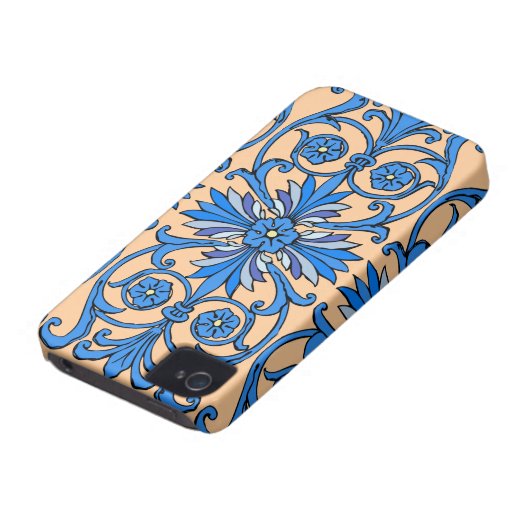 Vintage art nouveau in shades of blue Case-Mate iPhone 4 case