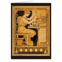 Vintage Art Nouveau Love Conquers All Scientist Greeting Card