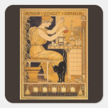 Vintage Art Nouveau Love Conquers All Scientist Square Sticker