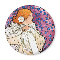 Vintage Art Nouveau Magnet by Mucha