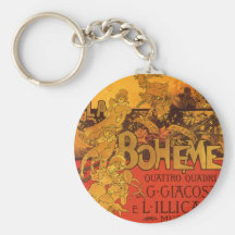 Vintage Art Nouveau Music; La Boheme Opera, 1896 Key Chain