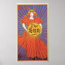 Vintage Art Nouveau New York Sun ad Print