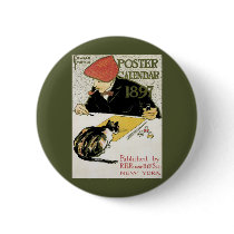 Vintage Art Nouveau; Poster Calendar, 1897 Pinback Button