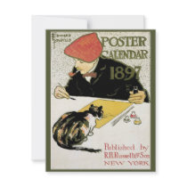 Vintage Art Nouveau; Poster Calendar, 1897 Custom Announcements