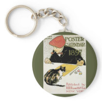 Vintage Art Nouveau; Poster Calendar, 1897 Key Chain