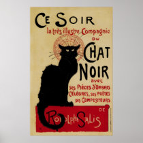 Vintage Art Nouveau Poster; Ce Soir Chat Noir