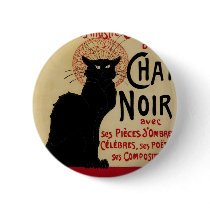 Vintage Art Nouveau Poster; Ce Soir Chat Noir Button