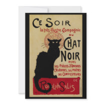Vintage Art Nouveau Poster; Ce Soir Chat Noir Invitations