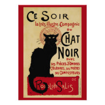 Vintage Art Nouveau Poster; Ce Soir Chat Noir Invitations