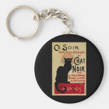 Vintage Art Nouveau Poster; Ce Soir Chat Noir Key Chain