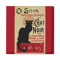 Vintage Art Nouveau Poster; Ce Soir Chat Noir Fridge Magnet
