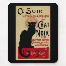 Vintage Art Nouveau Poster; Ce Soir Chat Noir Mousepads