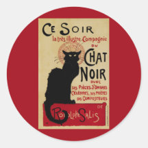 Vintage Art Nouveau Poster; Ce Soir Chat Noir Stickers
