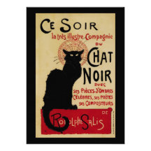 Vintage Art Nouveau Poster; Chat Noir Halloween Custom Invites