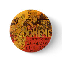 Vintage Art Nouveau Poster; La Bohème, 1896 Pinback Buttons