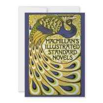 Vintage Art Nouveau Poster, Peacock Personalized Invite