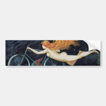 Vintage Art Nouveau Redhead Woman Gladiator Cycles Bumper Sticker