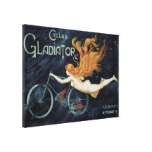 Vintage Art Nouveau Redhead Woman Gladiator Cycles Canvas Prints