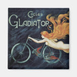 Vintage Art Nouveau Redhead Woman Gladiator Cycles Refrigerator Magnet