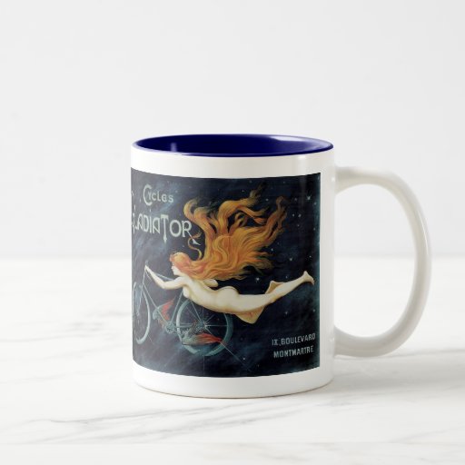 Vintage Art Nouveau Redhead Woman Gladiator Cycles Coffee Mug